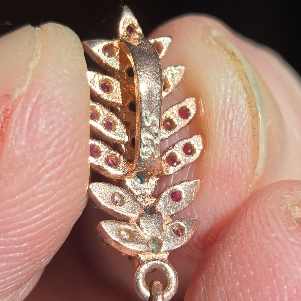Ruby & Turquoise sterling & rosegold pendant - Picture 8 of 8